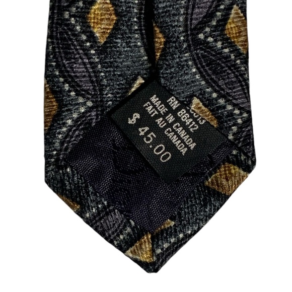 Vintage Christian Dior Monsieur Silk Tie in Charcoal Grey / Gold - Picture 4 of 7